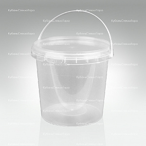 Ведро 1 л прозрачное с крышкой (МП) пластик оптом и по оптовым ценам в Симферополе