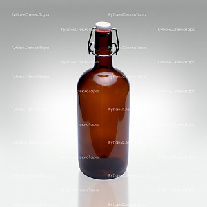 Бутылка «Бугельная» 1л. (Коричневая) стеклянная с пробкой оптом и по оптовым ценам в Симферополе