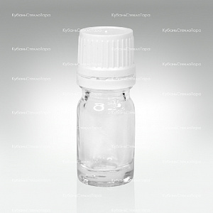 Флакон для капель 0,005 л (18) прозрачное стекло с белой винтовой крышкой КПВ оптом и по оптовым ценам в Симферополе