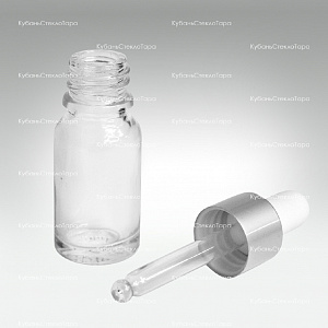 Флакон для капель 0,010 л (18) прозрачное стекло с серебряной пипеткой оптом и по оптовым ценам в Симферополе